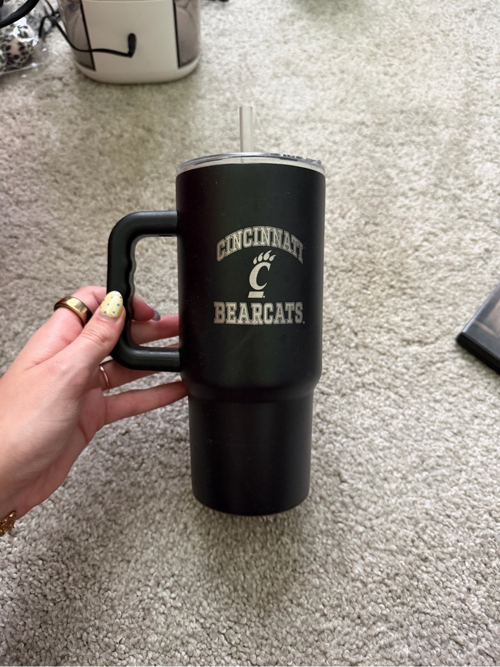Cincinnati Bearcats Black Insulated Travel Tumbler with Handle
